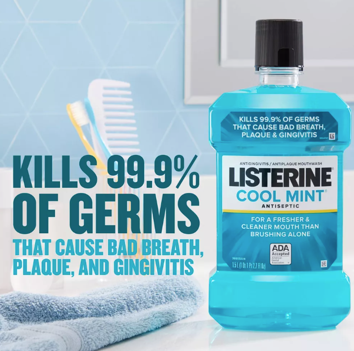 Listerine - Antiseptic Mouthwash for Bad Breath and Plaque Cool Mint - (500 ML/ 16.9 FL OZ.)