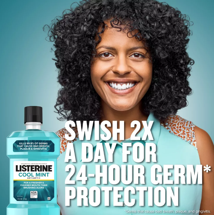 Listerine - Antiseptic Mouthwash for Bad Breath and Plaque Cool Mint - (500 ML/ 16.9 FL OZ.)