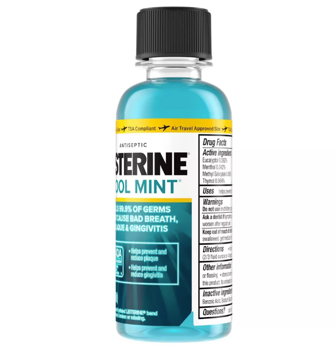 Listerine - Antiseptic Mouthwash for Bad Breath and Plaque Cool Mint - (95 ML/ 3.381 FL OZ.)