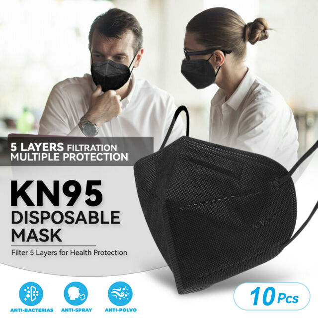 Disposable KN95 Protective Black Mask - 10 in pack