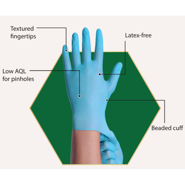 Pure Gloves Nitrile, Powder Free Disposable Gloves 100 Pcs (Blue)