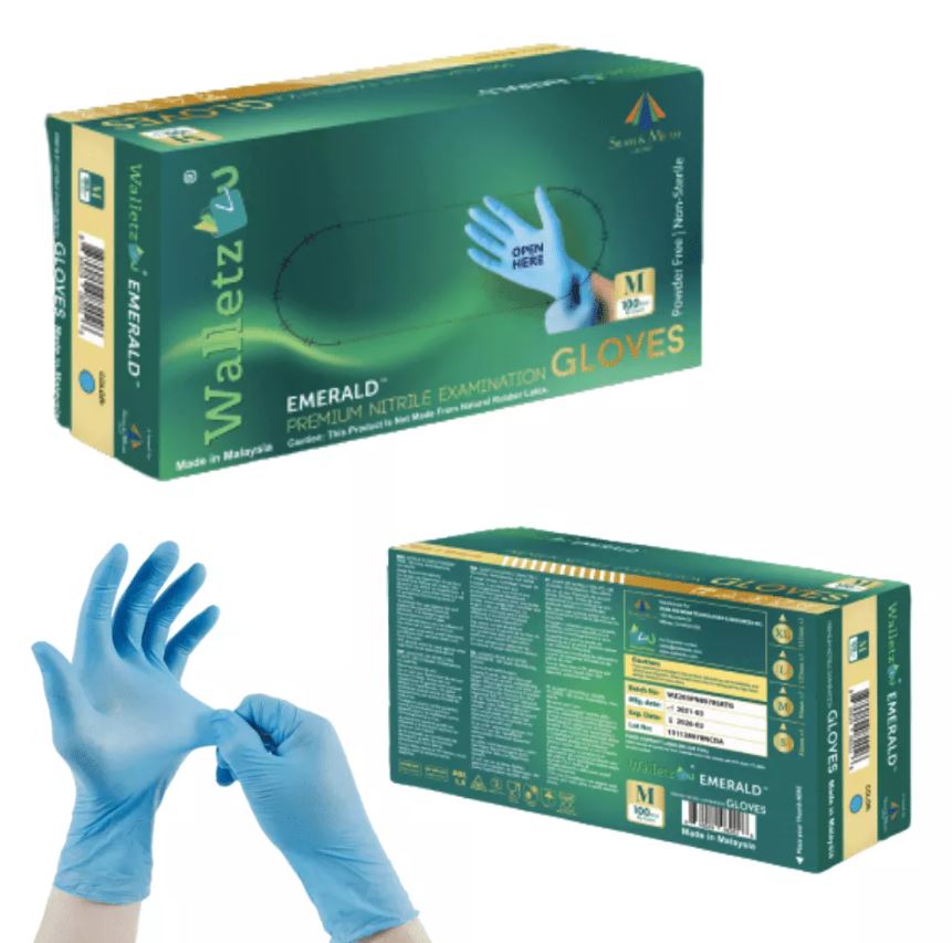 Pure Gloves Nitrile, Powder Free Disposable Gloves 100 Pcs (Blue)